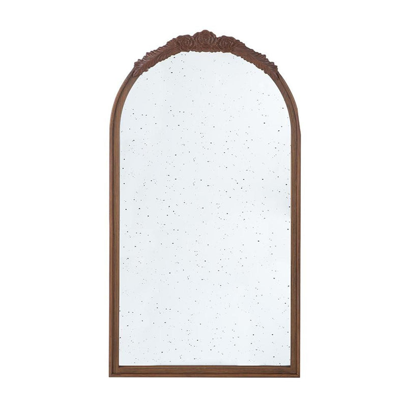 42" Crowned Top Antiqued Glass Arch Framed Accent Mirror - Brown