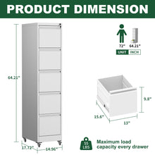 Load image into Gallery viewer, Drawer Metal Locking Vertical File Cabinet With Wheels Heavy Duty Lockable Storage
