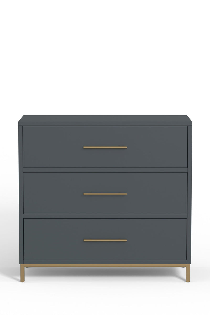 Solid Three Drawer Chest - Gray