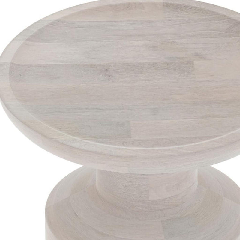Solid Wood Round End Table - White