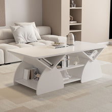 Load image into Gallery viewer, Geometric Engineered Coffee Table With Rounded Corners With Open Shelves
