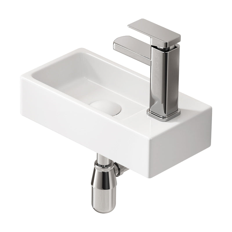 Wall Mounted Bathroom Sink With Faucet And Drain
