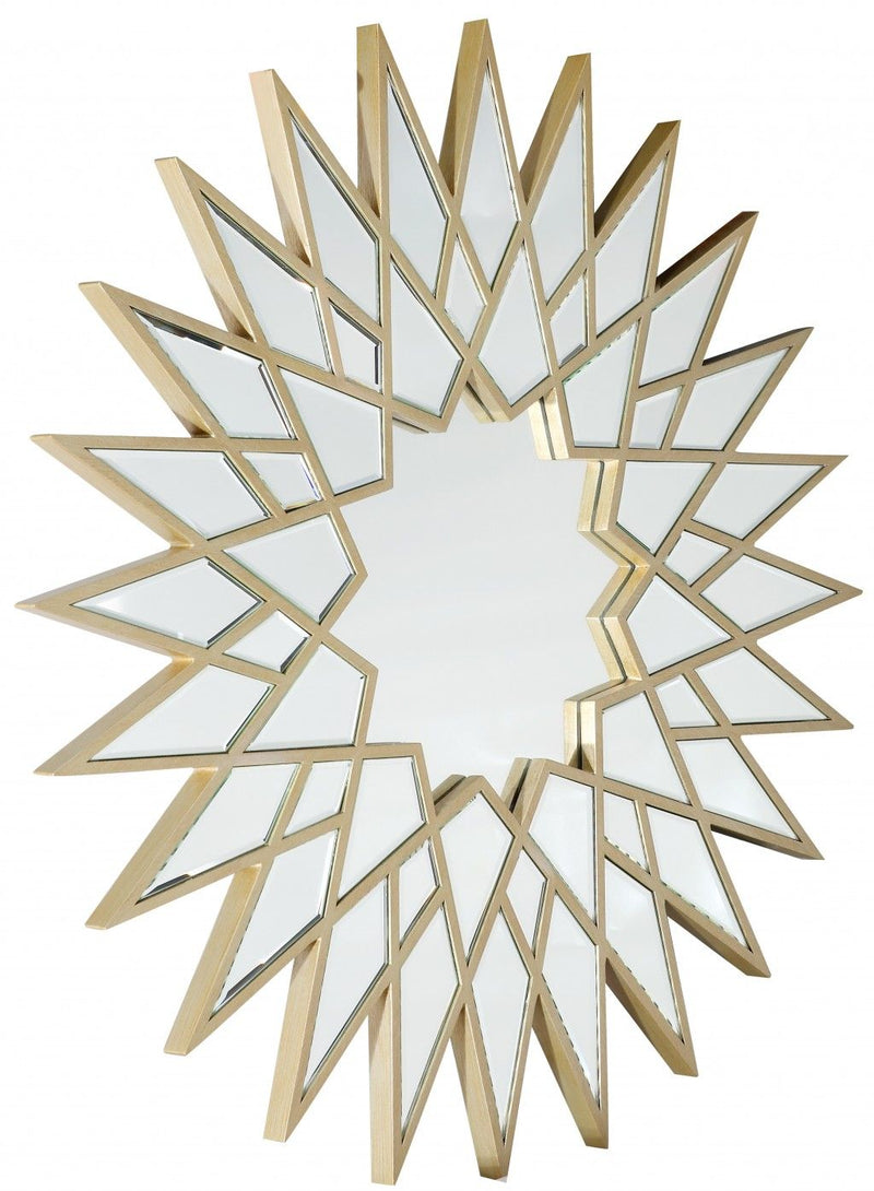 34" Sunburst Metal Framed Accent Mirror - Gold