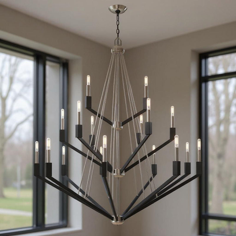 52" Multi Light Dimmable Chandelier With Shades - Nickel