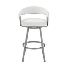 Load image into Gallery viewer, 34" Swivel Backless Counter Height Bar Chair - White / Silver
