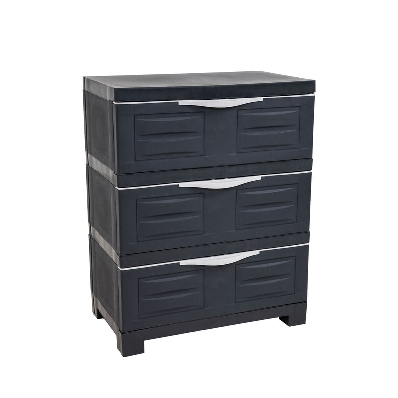 30" Heavy Duty Plastic Three Drawer Utility Cabinet - Dark Gray