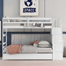 Load image into Gallery viewer, Twin Over Twin Bunk Beds With Twin Trundle And Stairway Storage Function

