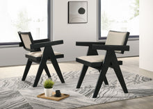 Load image into Gallery viewer, Jasper - Dining Arm Chairs With Upholstered Seat (Set of 2) - Ebony Black / Beige
