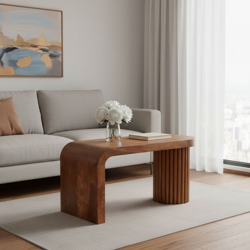 Solid Wood Abstract Coffee Table - Natural