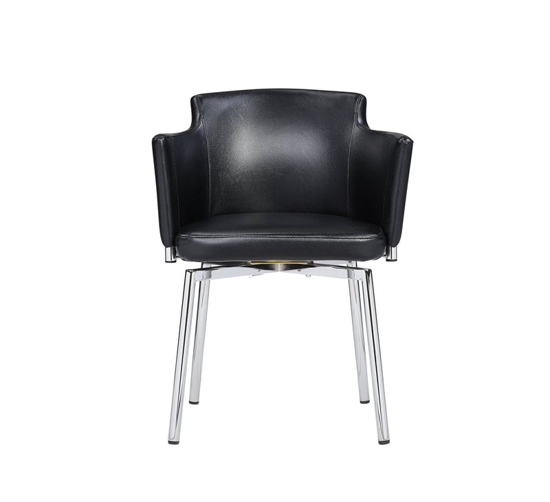 Upholstered Faux Leather Dining Chair With Arms - Black