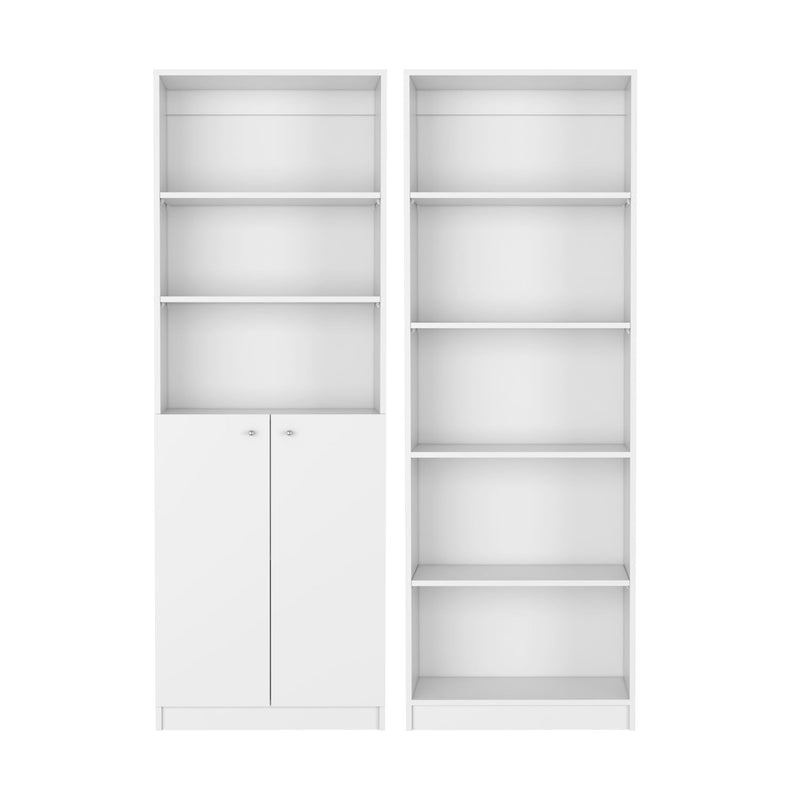 Five Tier Modular Bookcase With Two Doors (Set of 2) (546614) - White