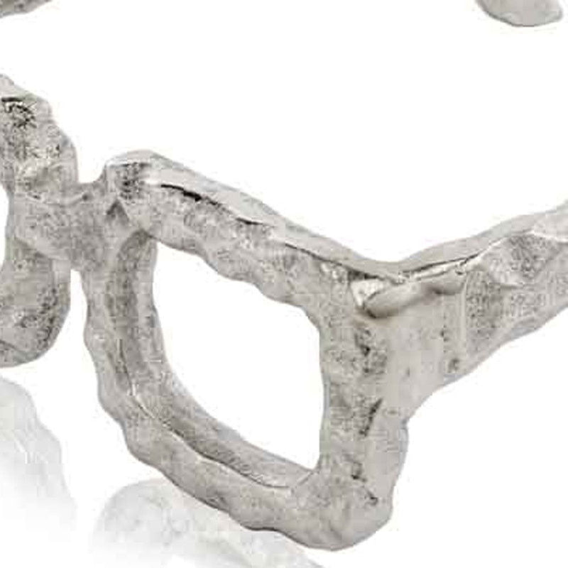 Textured Square Eyeglasses Tabletop Sculpture - Silver
