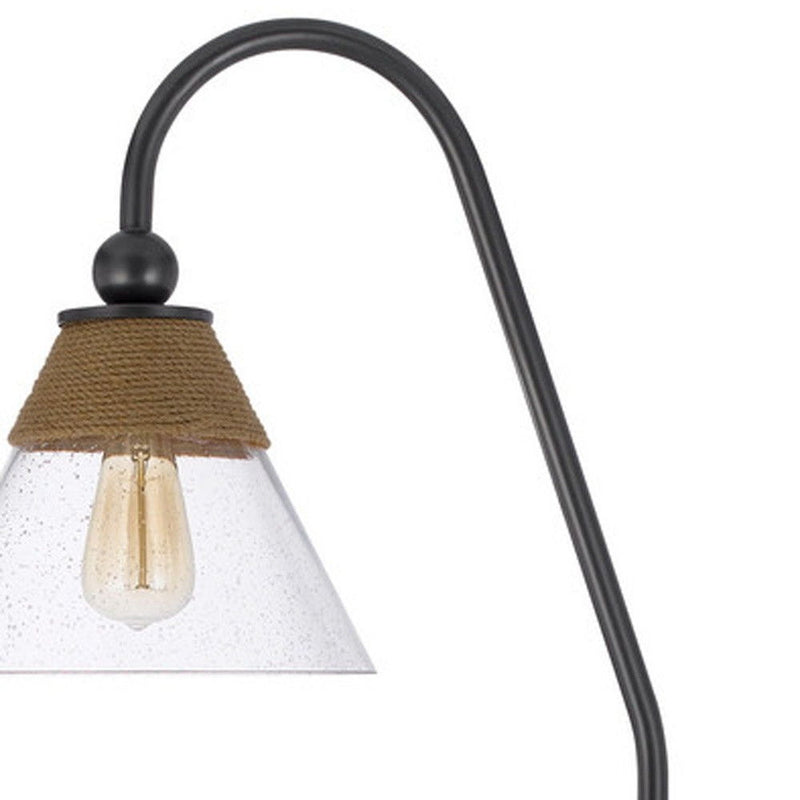 Traditional Shaped Floor Lamp With Clear Transparent Glass Empire Shade - Brown