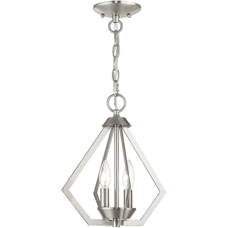 13" Two Light Dimmable Chandelier With Shades - Nickel