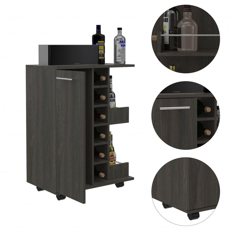 Rolling Dining Room Bar Cart With Wine Storage - Espresso