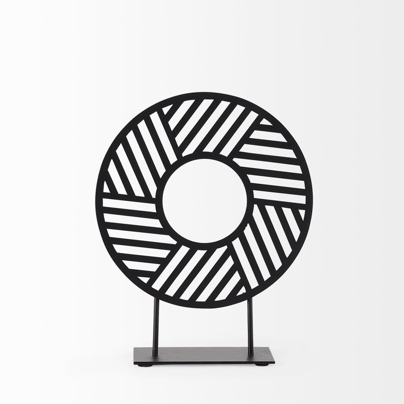 Geometric Circle Tabletop Sculpture - Black