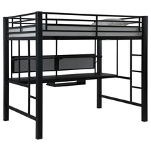 Load image into Gallery viewer, Ranier - Full Workstation Loft Bed, Full Length Desk, Safety Rails And Storage Shelves - Black
