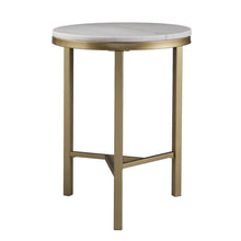 Load image into Gallery viewer, Genuine Marble Look Iron Rectangular End Table - Champagne
