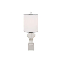 Load image into Gallery viewer, 31" Clear And Faux Crystal Geometric Table Lamp LED With Drum Shade - Silver
