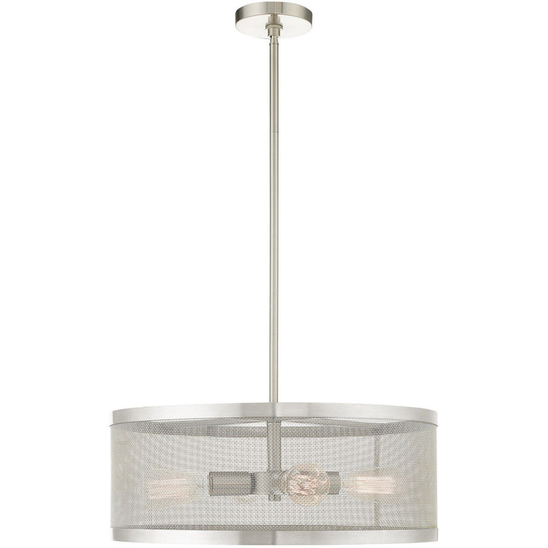 16" Four Light Dimmable Chandelier With Shades - Nickel