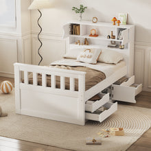 Load image into Gallery viewer, Captain Platform Bed Frame With Storage Bookcases, Shelves, And 4 Drawers
