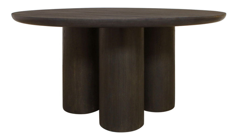 Solid Wood Round Top Dining Table - Dark Brown