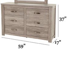 Load image into Gallery viewer, 1 Piece Dresser With Handles, 6 Drawers - Light Gray
