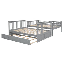 Load image into Gallery viewer, Full over Full Bunk Bed with Twin Size Trundle, Convertible Beds, Gray
