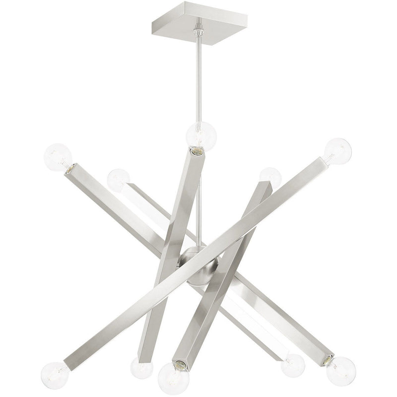 24" Ten Light Dimmable Chandelier With Shades - Nickel