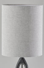 Load image into Gallery viewer, Solid Wood Round Table Lamp With Gray Drum Shade - Black
