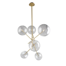 Load image into Gallery viewer, Sputnik Four Light Metal Chandelier With Shades - Antiqued Brass
