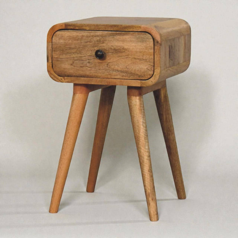 19" Solid Wood Round One Drawer Nightstand - Oak