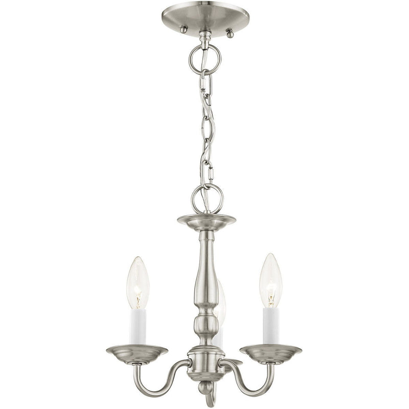 11'' Three Light Dimmable Chandelier With Shades - Nickel