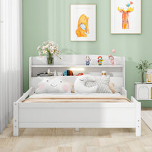 Load image into Gallery viewer, Wood Platform Bed With Built In LED Light, Storage Headboard And Guardrail
