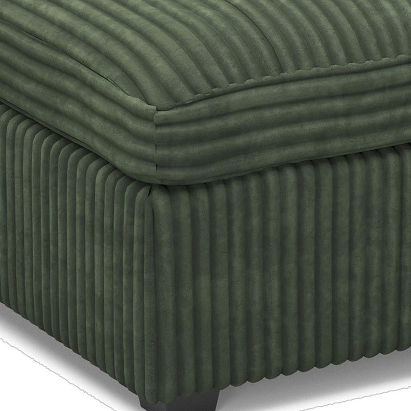 30" Corduroy Storage Ottoman - Green / Black