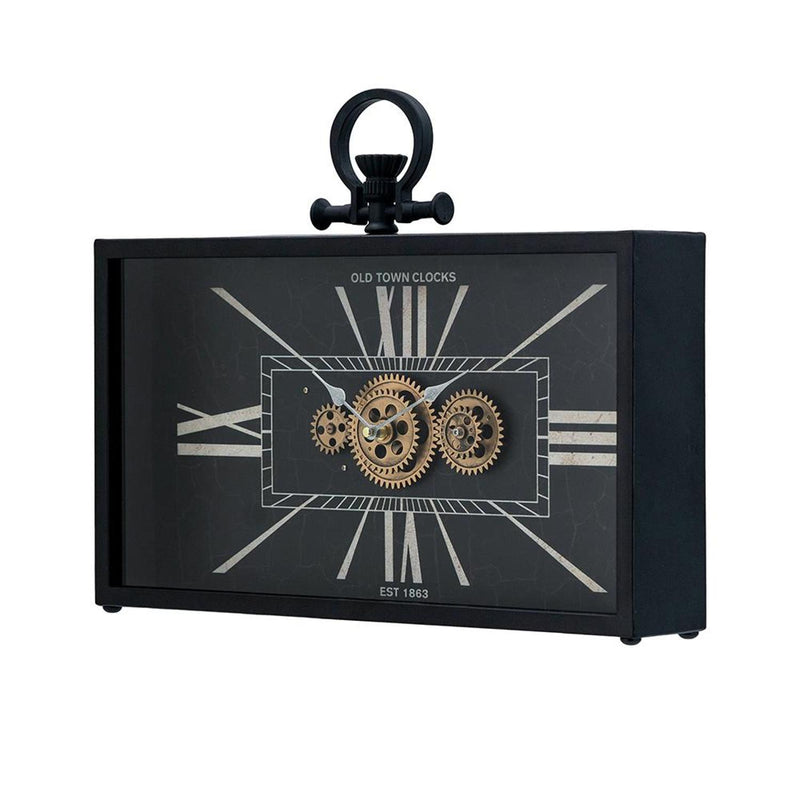 Analog Vintage Style Crackle Wall Clock (485987) - Black / Gold