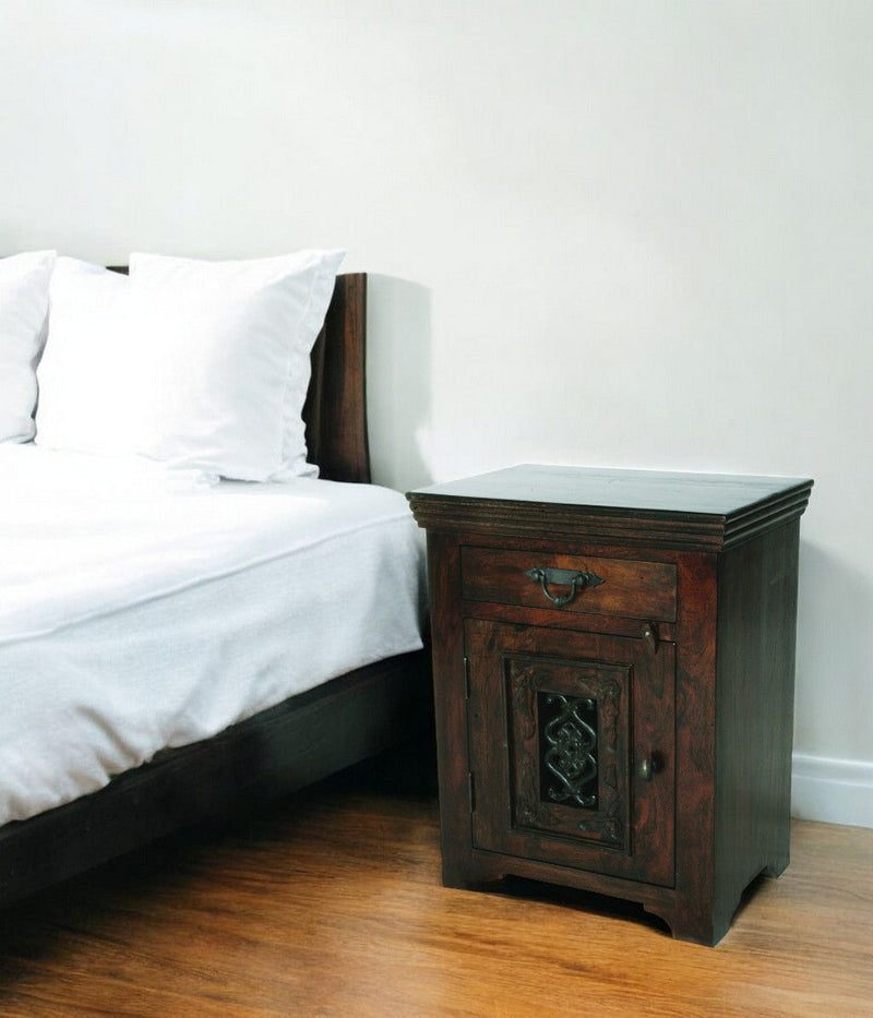 One Drawer Nightstand - Dark Brown