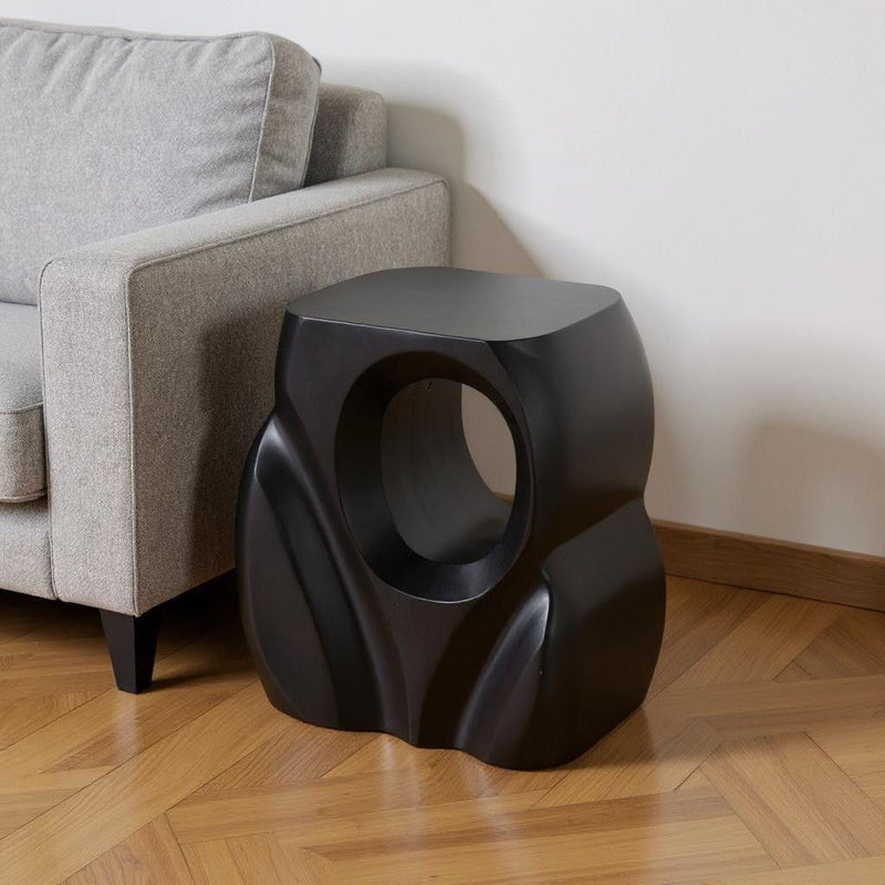 16" Solid Wood Figurine End Table - Black