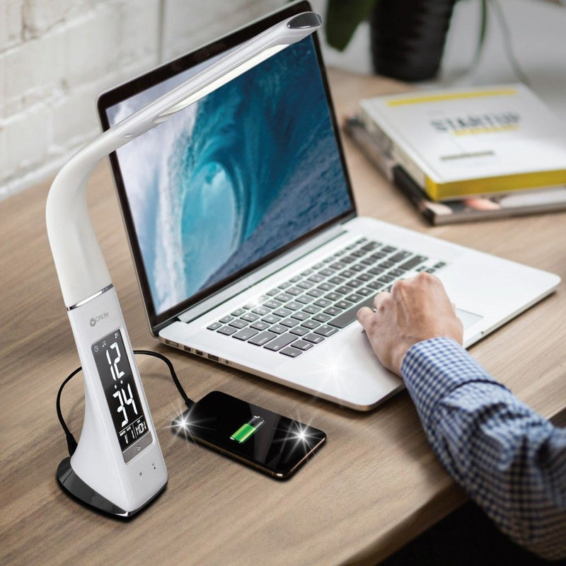 Contemporary Sanitizing LED Desk Lamp - White