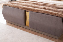 Load image into Gallery viewer, Lorenzo Gold Detailed Tufted Upholstery King Bed made with Wood in Gray
