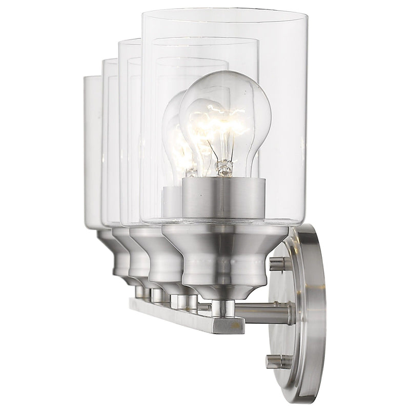 Four Light Wall Light With Clear Glass Shade - Silver