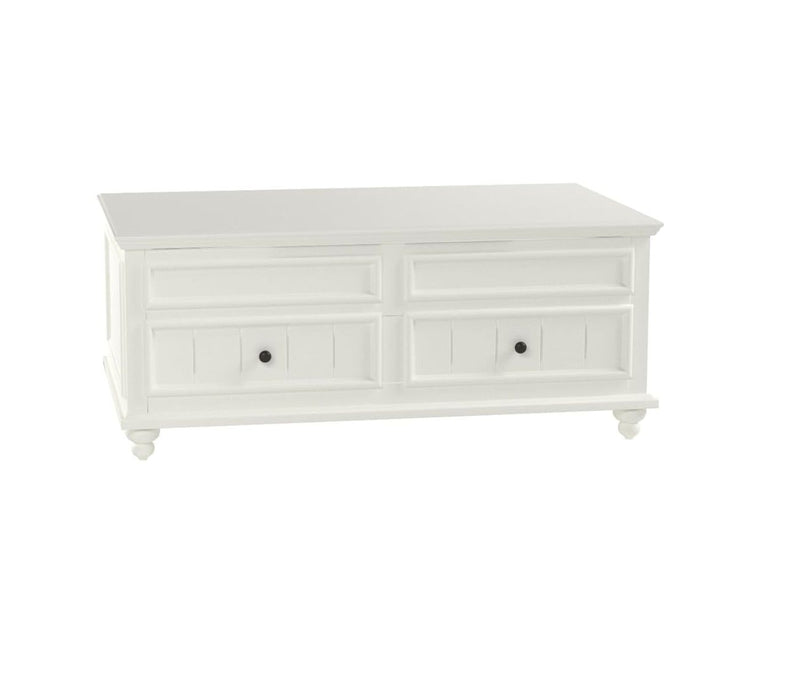 Solid And Manufactured Wood Lift Top Coffee Table With Two Drawers - White