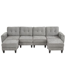 Load image into Gallery viewer, Modular Sectional Sofa With Movable Ottomans, USB Ports &amp; Side Tables
