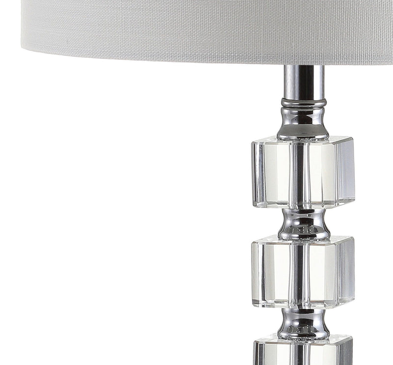 22" Bedside Lamps With Drum Shades (Set of 2) - Clear / Silver / White