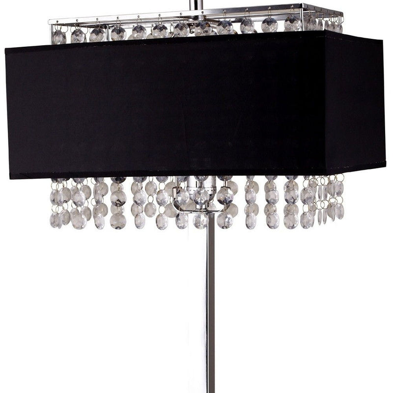 Bling Glam Faux Crystal Rectangular Table Lamp - Black