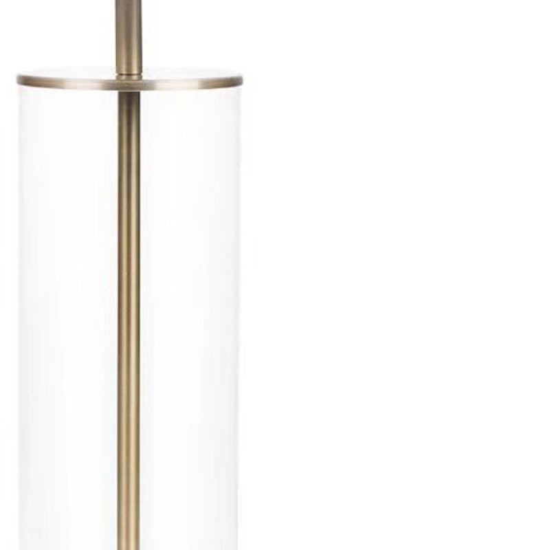 Metal Cylinder USB Table Lamp With Empire Shade - Clear / Gold / White