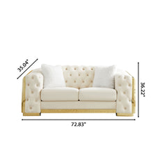 Load image into Gallery viewer, 2 Seater Loveseat Sofa With Button Tufted Diamond Grid &amp; 2 Pillows For Living Room
