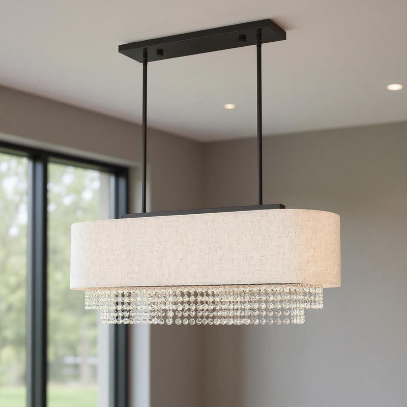 21'' Three Light Dimmable Chandelier With Shades - Bronze