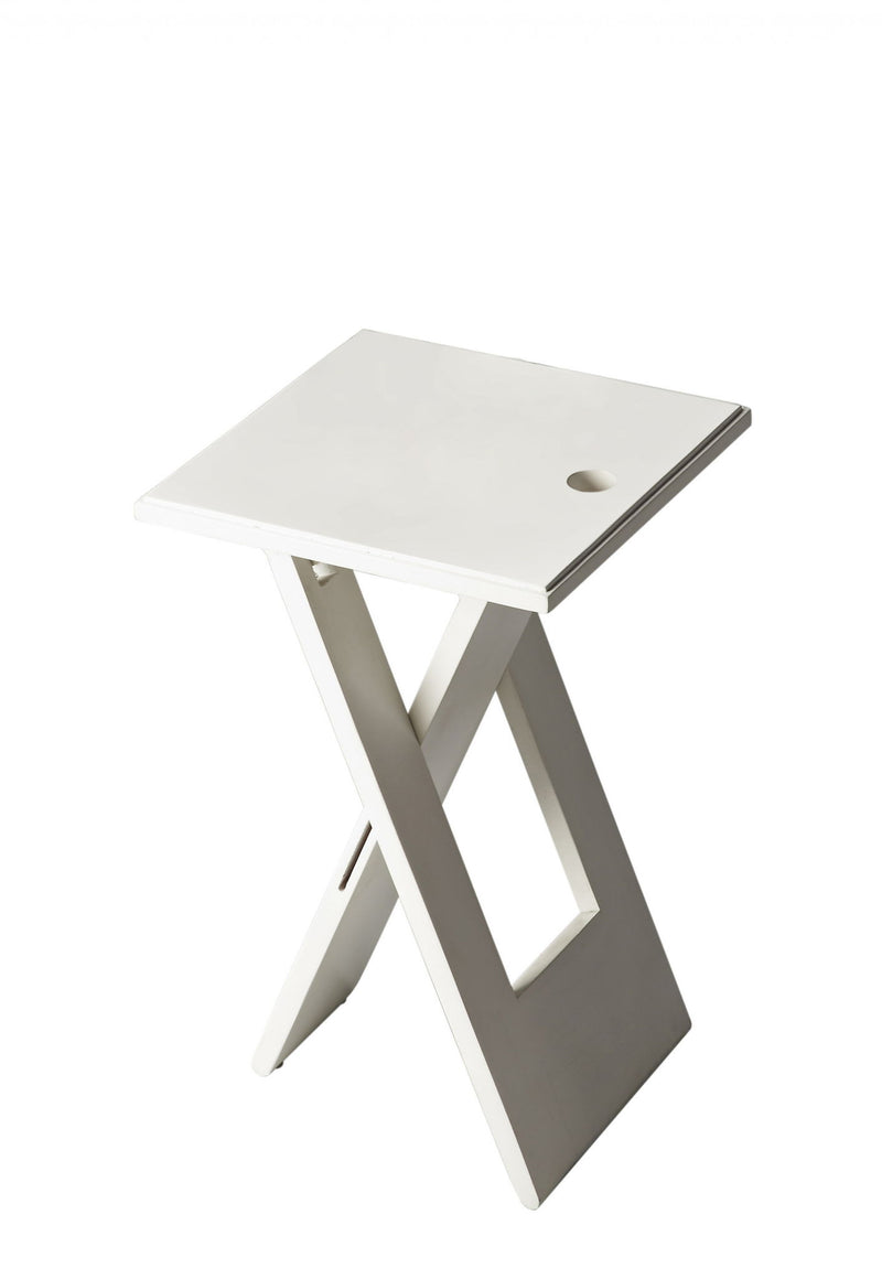 Solid Wood Square Folding End Table - White