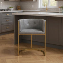 Load image into Gallery viewer, Fabric Low Back Counter Height Bar Chair - Gray / Gold
